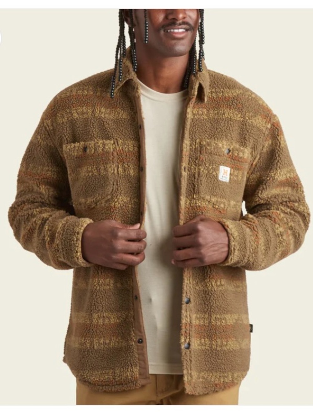 Howler Brothers Men's Allegheny Fleece Overshirt Mescal Stripe Size Large